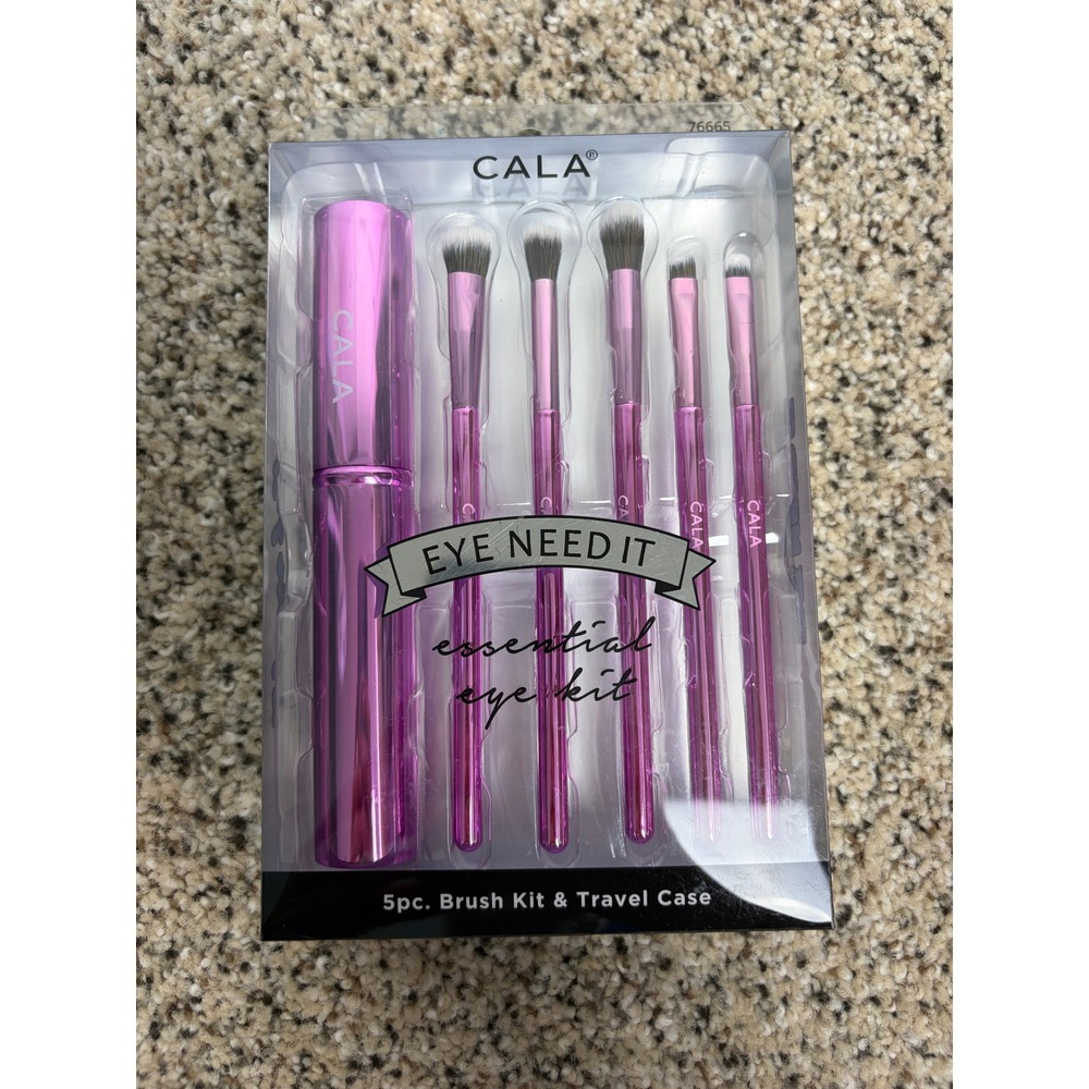 CALA Eye Need It Brush Set Essential Eyeshadow Kit 5pc Travel Case Pink NIB